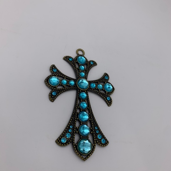 Beautiful Vtg. Medieval Gothic Victorian 7.5” Sun-catcher Ornament Ornate Cross - Picture 5 of 8